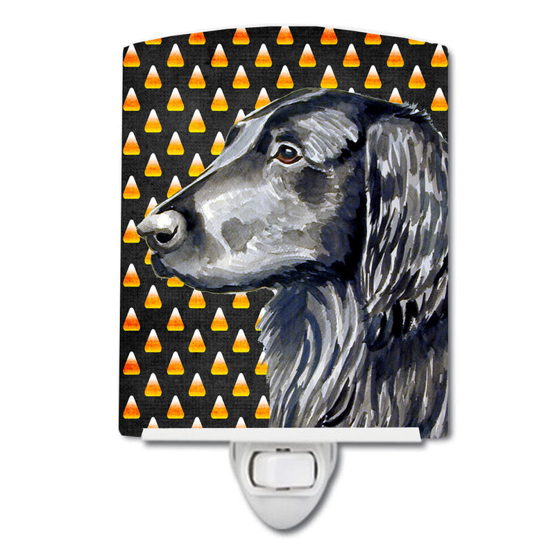 Flat Coated Retriever Candy Corn Halloween Portrait Ceramic Night Light LH9062CNL