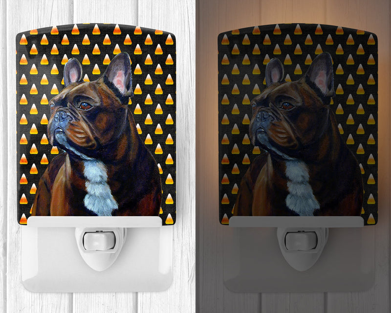 French Bulldog Candy Corn Halloween Portrait Ceramic Night Light LH9081CNL