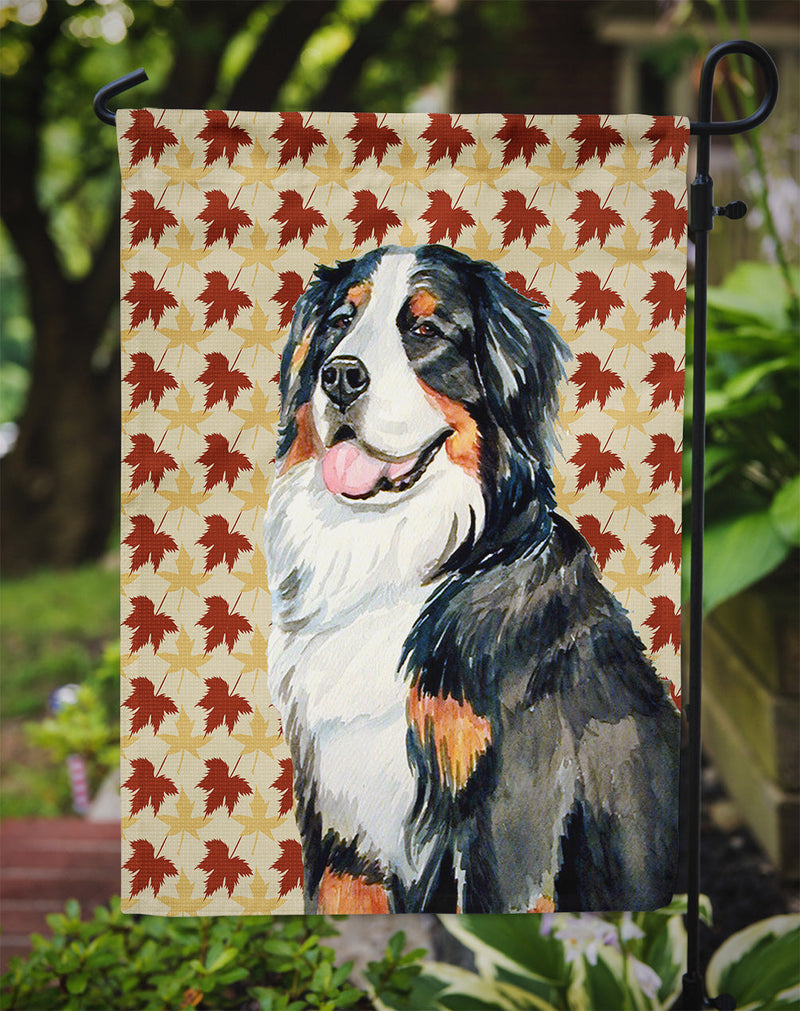 Bernese Mountain Dog Fall Leaves Portrait Flag Garden Size