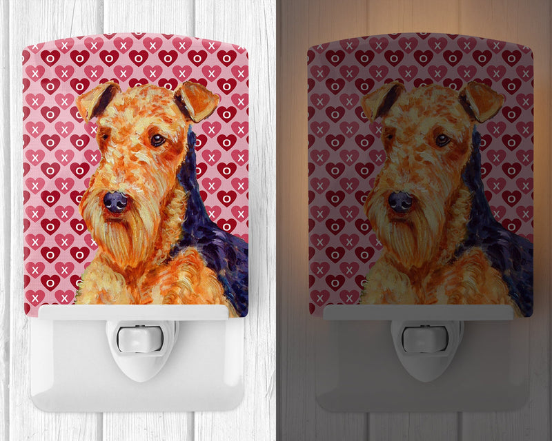 Airedale Hearts Love and Valentine's Day Portrait Ceramic Night Light LH9156CNL