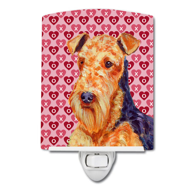 Airedale Hearts Love and Valentine's Day Portrait Ceramic Night Light LH9156CNL