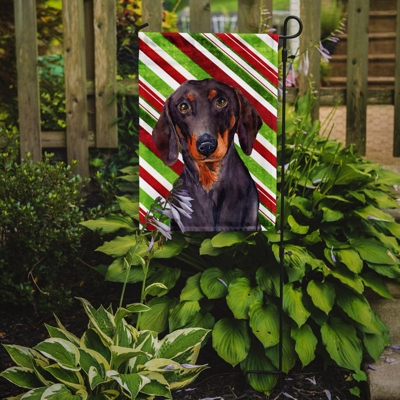 Dachshund Candy Cane Holiday Christmas  Flag Garden Size