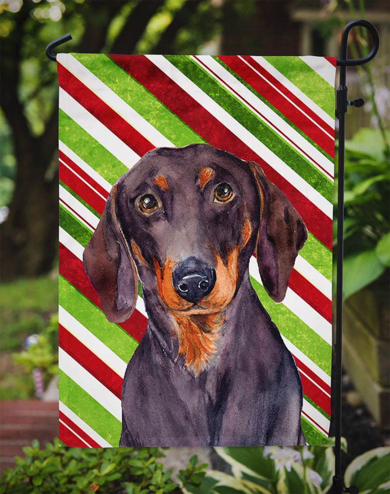 Dachshund Candy Cane Holiday Christmas  Flag Garden Size