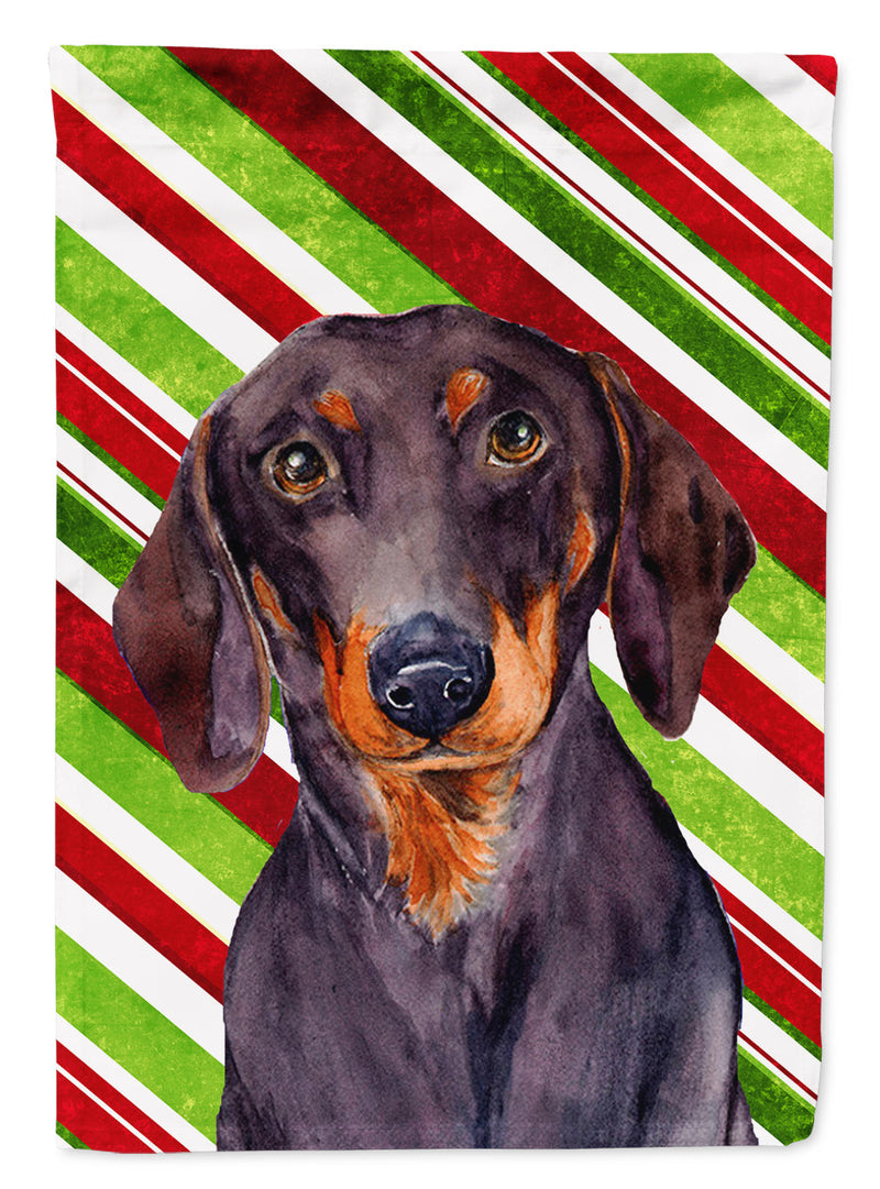 Dachshund Candy Cane Holiday Christmas  Flag Garden Size