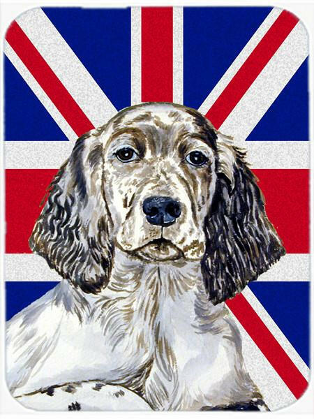 English Setter with English Union Jack British Flag Glass Cutting Board Large Size LH9474LCB