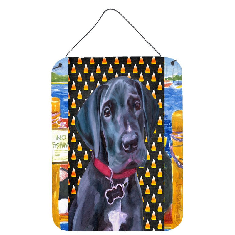 Black Great Dane Puppy Candy Corn Halloween Wall or Door Hanging Prints LH9551DS1216