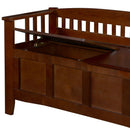 Split Seat Storage Accent Bench in Walnut Wood Finish