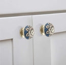 Mascot Hardware Flowers 1-3/5 in. Blue & Cream Cabinet Knob (Pack of 10)