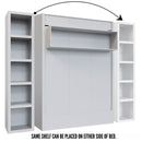 Easy-Lift Full Murphy Wall Bed in White with Bookshelf