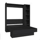 Easy-Lift Queen Murphy Wall Bed in Black with Bookshelf