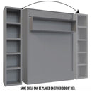 Easy-Lift Queen Murphy Wall Bed in Grey with Bookshelf