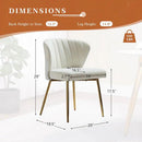 Ivory White Velvet Upholstered Wingback Accent Side Chair with Gold Metal Legs