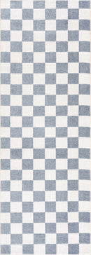 Brone Blue Checkered Washable Rug