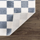 Brone Blue Checkered Washable Rug