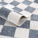 Brone Blue Checkered Washable Rug