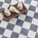 Brone Blue Checkered Washable Rug