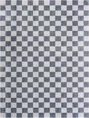 Alie Blue Gray Checkered Washable Rug