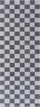 Alie Blue Gray Checkered Washable Rug