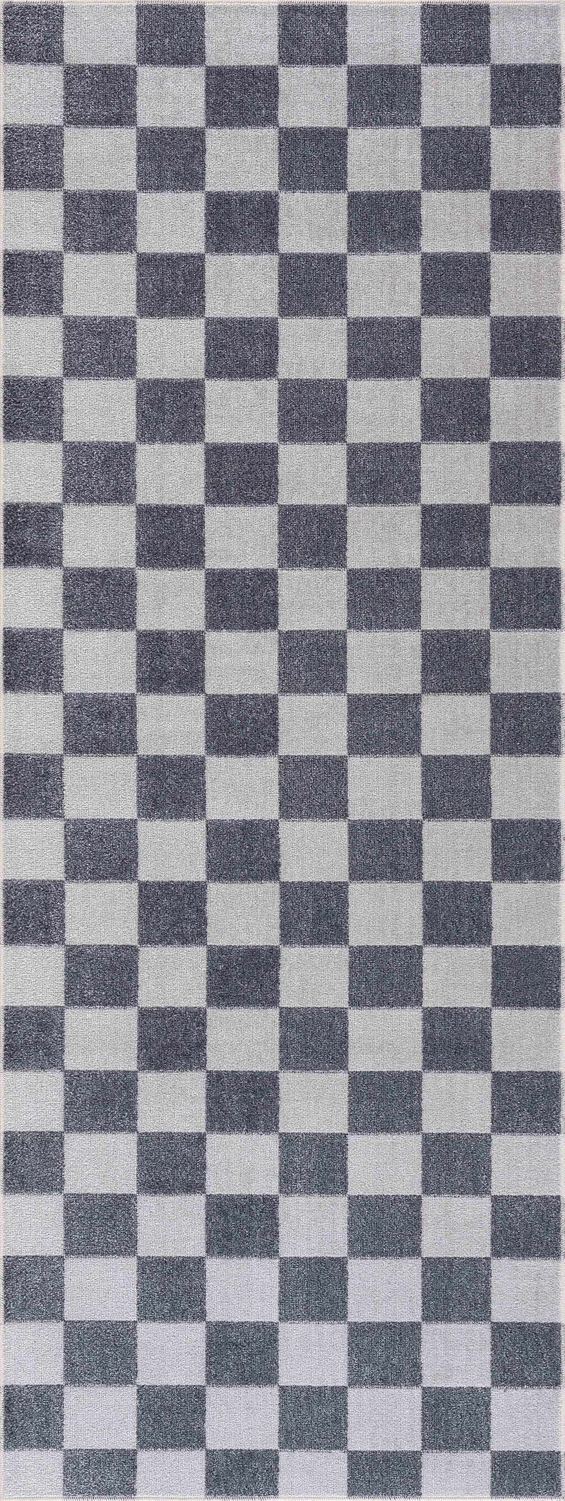 Alie Gray Checkered Washable Area Rug