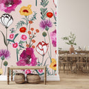 Elegant Modern Pink Wallpaper with Pink Flowers