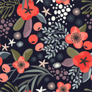 Stylish Dark Wallpaper with Red Flowers