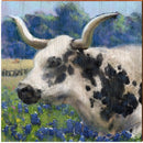 Blue Bonnet Longhorn | Wall Art Print on Real Wood