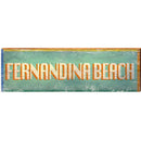 Fernandina Beach Colorful Sign | Wall Art Print on Real Wood