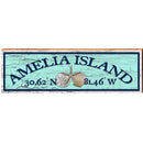 Amelia Island Triple Shells Green Shabby Latitude Longitude | Wall Art Print on Real Wood