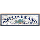 Amelia Island Blue Crab White Shabby Latitude Longitude | Wall Art Print on Real Wood