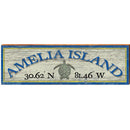 Amelia Island Sea Turtle White Latitude Longitude | Wall Art Print on Real Wood