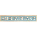 Amelia Island Coastal Blue Sign | Wall Art Print on Real Wood