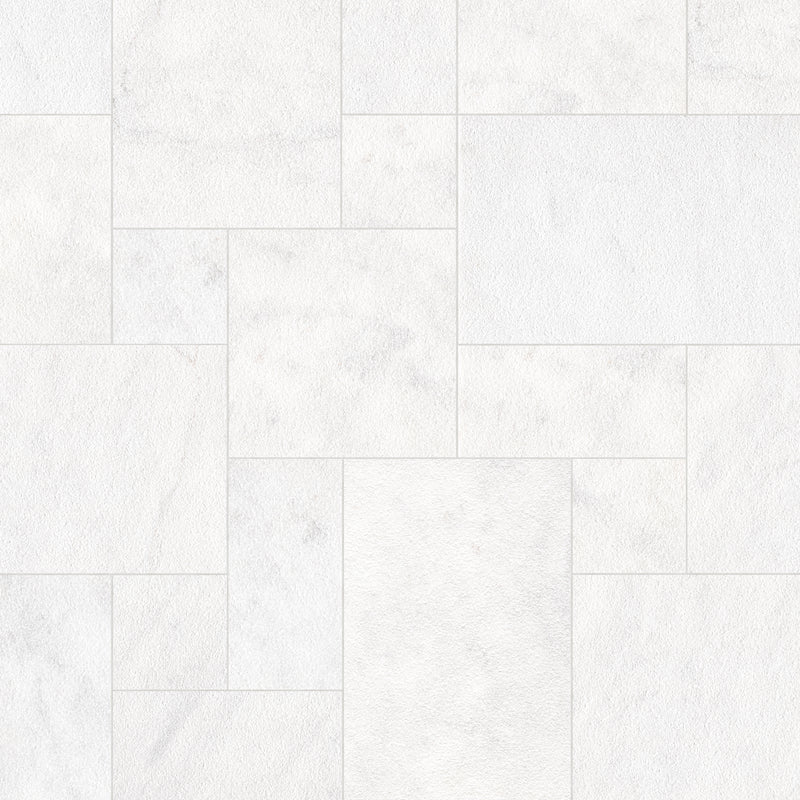 Crystal White Sandblast Marble Pavers Kit - MSI Collection wall view