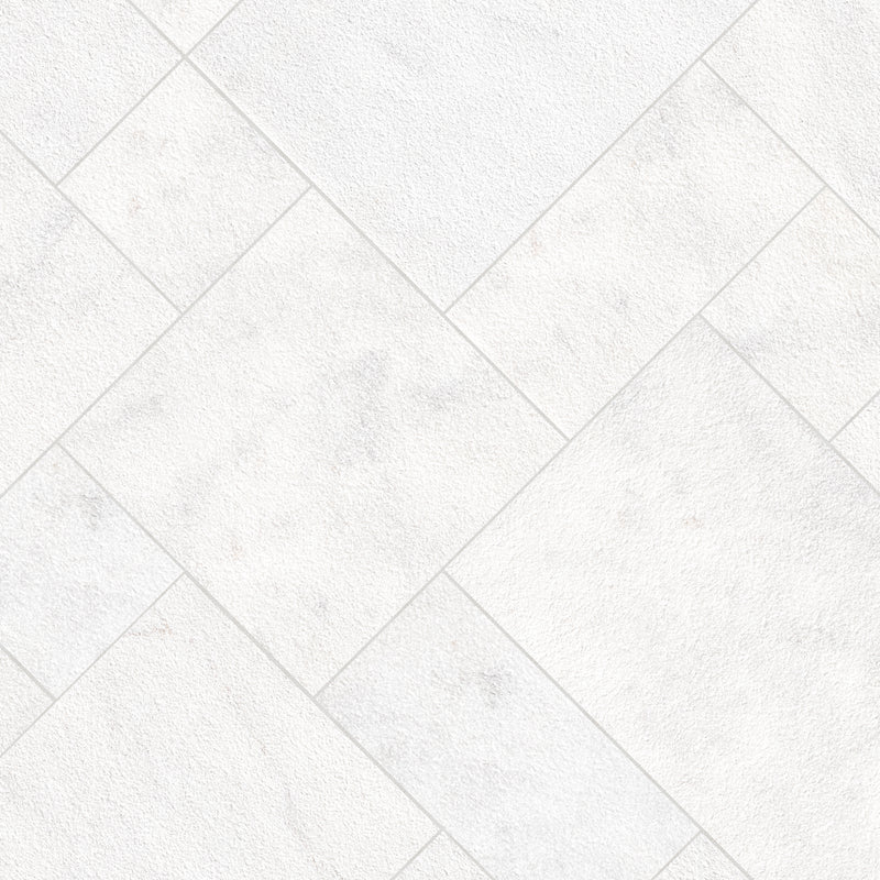 Crystal White Sandblast Marble Pavers Kit - MSI Collection angle view