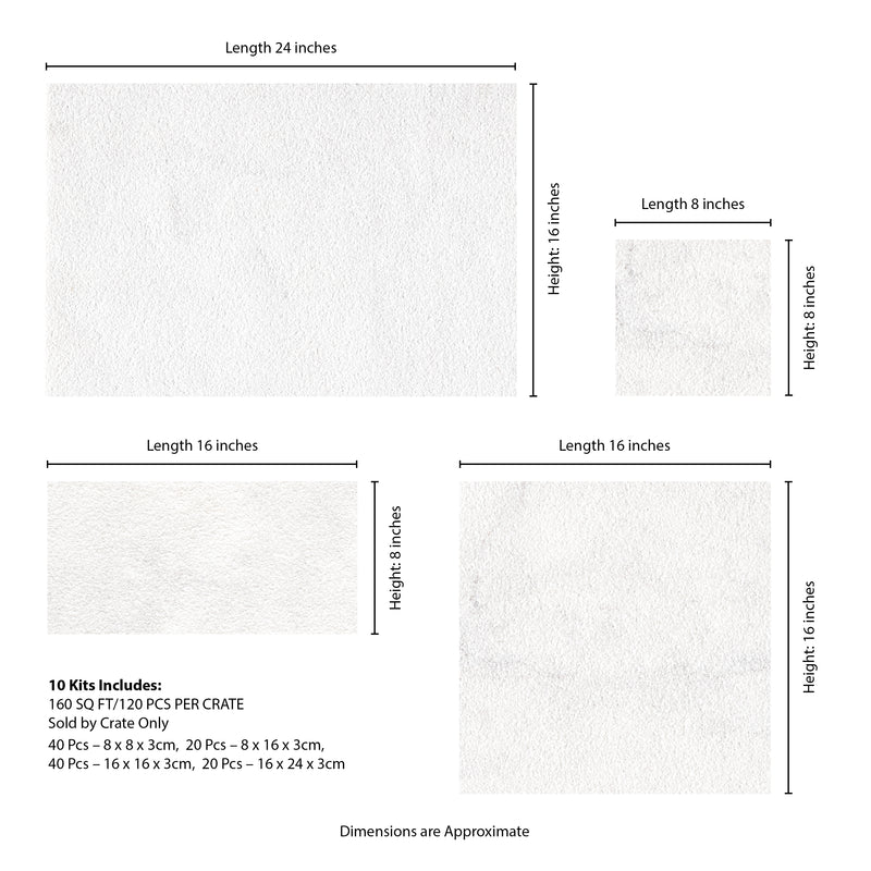 Crystal White Sandblast Marble Pavers Kit - MSI Collection measurement view