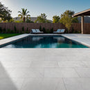 Crystal White 16"x24" Sandblast Marble Pavers - MSI Collection pool view