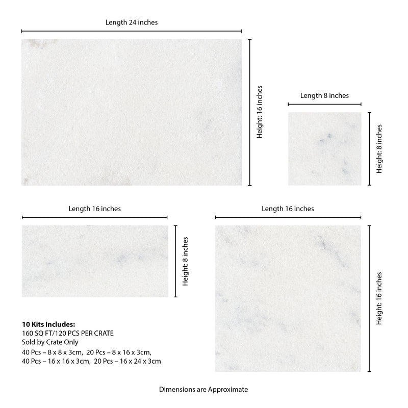 Sierra White Sandblast Marble Pavers Kit - MSI Collection