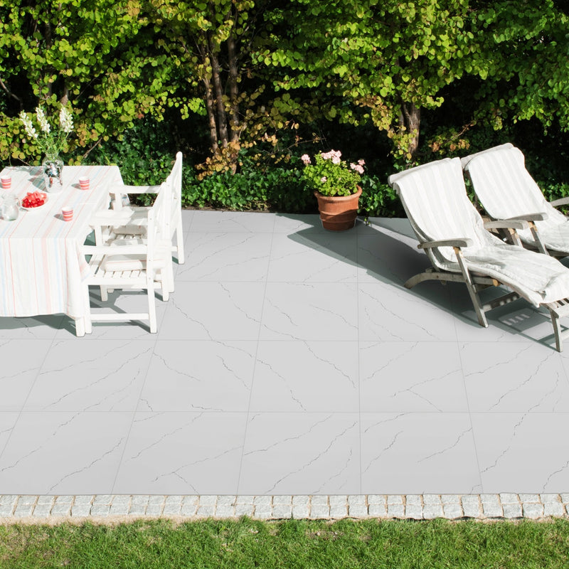 Miraggio Gray 24''x24'' Matte Porcelain Paver Floor Tile - MSI Collection room shot outdoor view