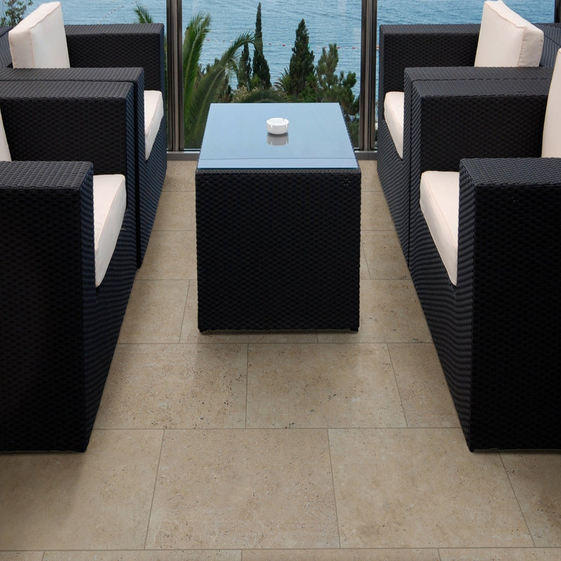 Tuscany Beige 6"x12" Tumbled Travertine Pavers Floor Tile - MSI Collection product shot outdoor view 2