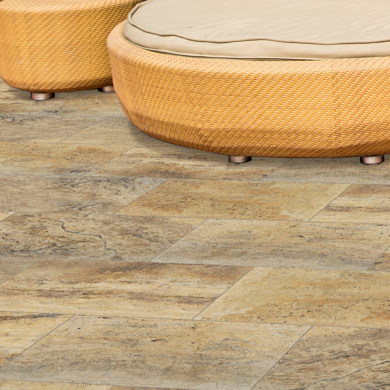 Tuscany Scabas 16"x24" Travertine Tumbled Paver Floor Tile - MSI Collection room shot outdoor view 2
