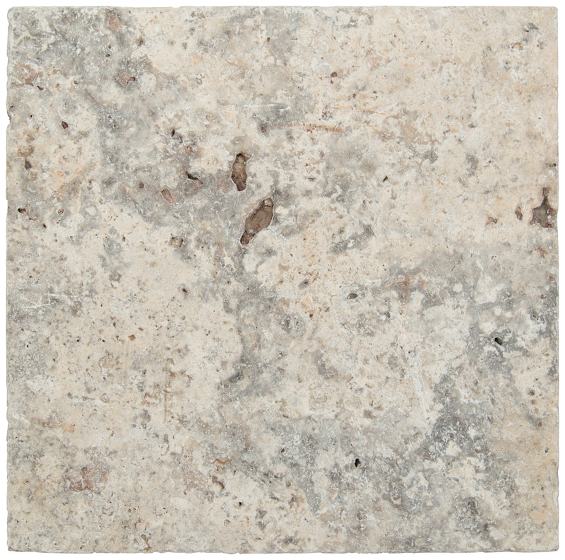 Tuscany Silver Travertine Tumbled Paver Floor Tile - MSI Collection product shot wall view 2
