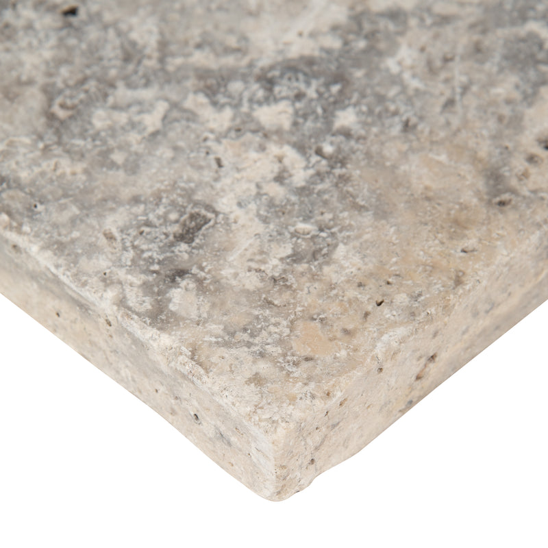 Tuscany Silver Travertine Tumbled Paver Floor Tile - MSI Collection product shot edge view