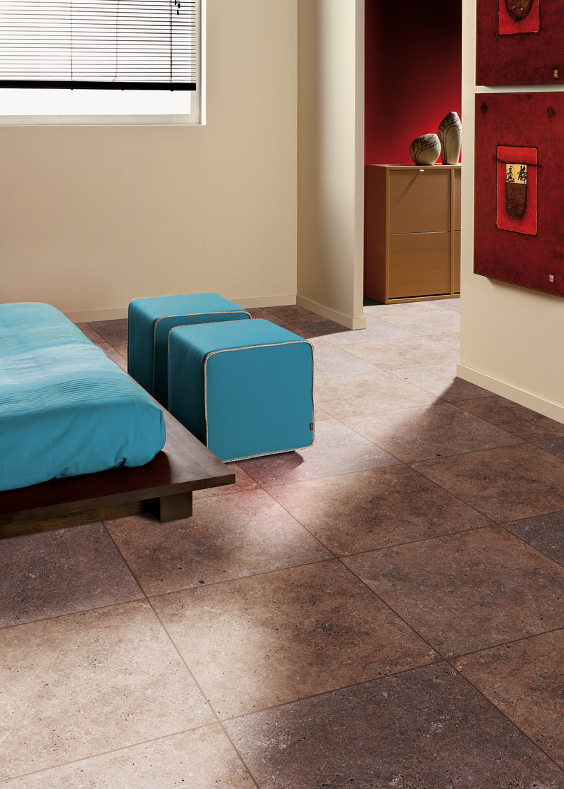 Tuscany Walnut Travertine Tumbled Paver Floor Tile - MSI Collection room shot bedroom view 2