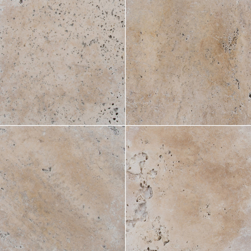 Tuscany Walnut Travertine Tumbled Paver Floor Tile product shot wall view 2 - MSI Collection