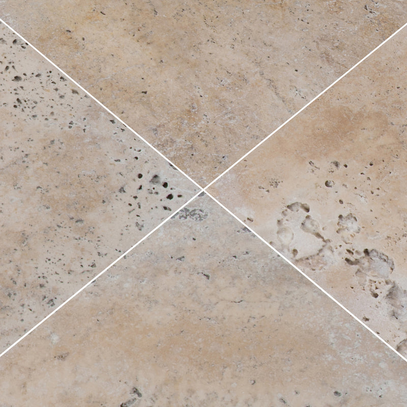 Tuscany Walnut Travertine Tumbled Paver Floor Tile product shot wall view 3 - MSI Collection