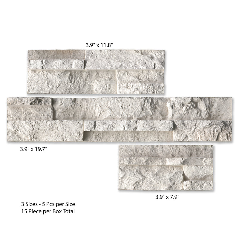 Danbury White Pattern Varying Length Wall Tile - MSI Collection descriptive view