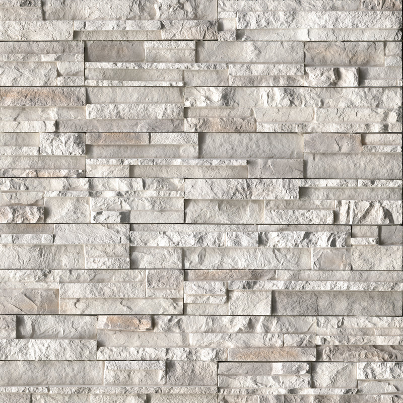 Danbury White Pattern Varying Length Wall Tile - MSI Collection panel wall view