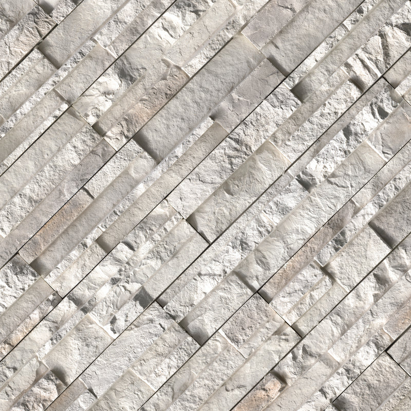 Danbury White Pattern Varying Length Wall Tile - MSI Collection panel angle view