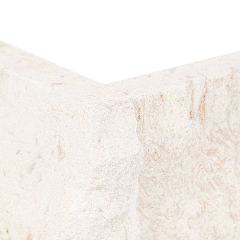 XL ROCKMOUNT Mayra White 9"x18" Splitface Ledger Panel Corner Limestone Wall Tile - MSI Collection ledger corner view closeup view