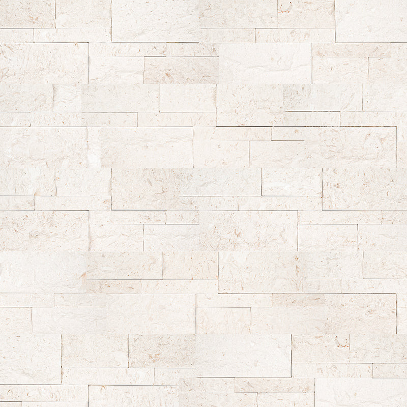 XL ROCKMOUNT Mayra White 9"x24" Splitface Ledger Panel Limestone Wall Tile - MSI Collection top ledger panel view 