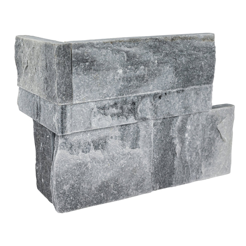 XL ROCKMOUNT Alaska Gray 9"x18" Splitface Ledger Panel Corner Marble Wall Tile - MSI Collection ledger corner angle view